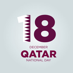 Happy National Day Qatar Design. Number 18 made of Qatari Flag as Qatar celebrates its National Day on the 18th of December.