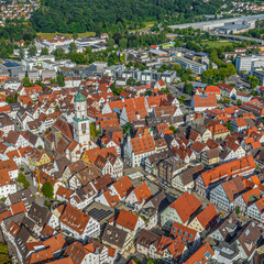 Fototapeta na wymiar Ausblick auf die historische Altstadt von Biberach an der oberschwäbischen Barockstraße