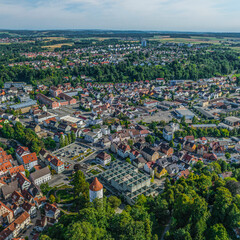Biberach an der Riß im Luftbild - westliche Innenstadt rund um die Stadthalle