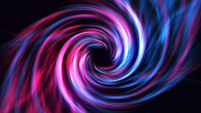3D Digital Galaxy Abstract Wave Background. Red Blue Tunnel. Space Motion, Swirl. 