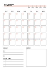 Monthly Planner August