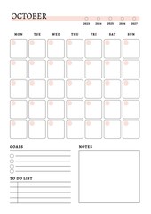 Monthly Planner October