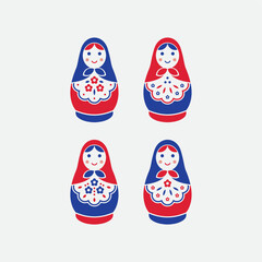 matryoshka doll illustration with russia flag color