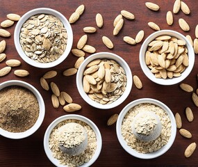 food, bowl, healthy, cereal, breakfast, oat, oatmeal, grain, muesli, diet, meal, white, isolated, rice, organic, nutrition, oats, flakes, brown, ingredient, dry, closeup, health, natural, raw