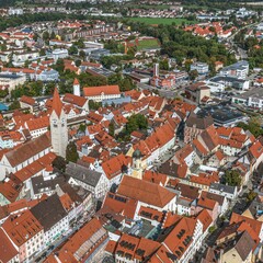 Fototapeta na wymiar Kaufbeuren im Luftbild - Ausblick auf die historische Altstadt