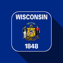 Wisconsin state flag. Vector illustration.
