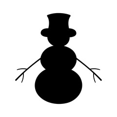 Snowman silhouette. Snowman icon isolated on white background. Vector winter illustration