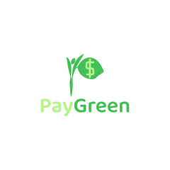 Payment application logo in the form of a combined leaf and currency, and forms the letter P.