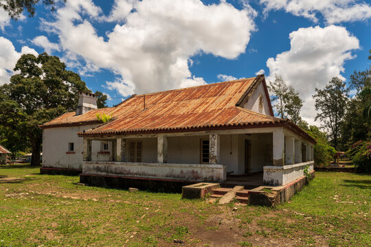 Aileu in East Timor, Portuguese architecture. An old dilapidated colonial building.