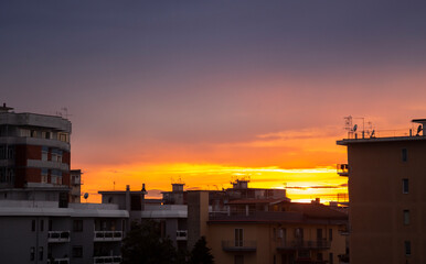 panoramica city skyline of Aversa at sunset