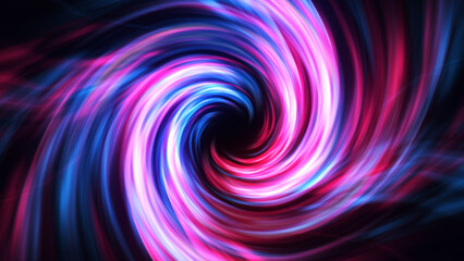 3D Digital Galaxy Abstract Wave Background. Red Blue Tunnel. Space Motion, Swirl. 