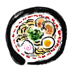 ラーメンの手描き和風イラスト