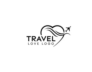 Abstract Travel Logo Design-Love to fly symbol-Travel Love Logo, Editable Vector Logo, Love Trip Tour Vector Logo Design