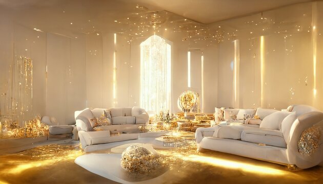 Luxus Wohnzimmer Einrichtung voller Reichtum, ai generativ