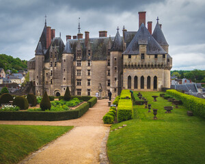 Fototapeta na wymiar View to The Château de Langeais, a 15th-century Flamboyant Gothic castle in Indre-et-Loire, France