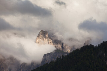 View on the Sella group in a cloudy day - Val Gardena, Dolomites