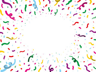 Frame for text with colorful confetti. Modern flat Illustration on transparent background