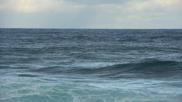Atlantic Ocean waves slow motion. Power of the ocean.