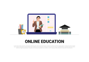 Online education day background isolated on white background.