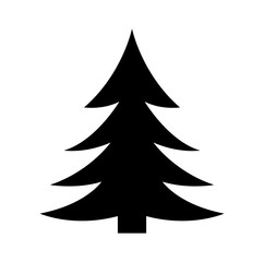 Black silhouette of Christmas tree. Fir tree icon isolated. Vector illustration	