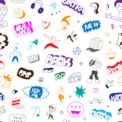 summer city life seamless vector background,doodles pattern