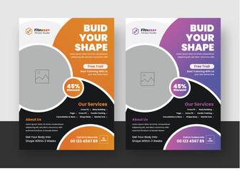 Modern Fitness and GYM Flyer Template, gym flyer A4 size template