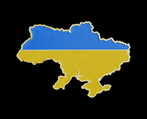 Metal badge, pin. Map of Ukraine. Glory to Ukraine.