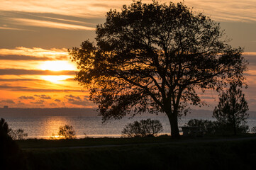 Coucher de soleil et reflet sur le bassin d'Arcachon