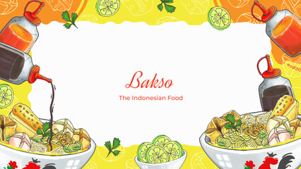 Hand Drawn Bakso Indonesian Food Background