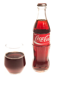 Vintage Coca Cola Bottle And Glass