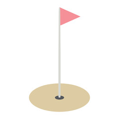 isometric flagpole marking the sandy golf hole 3d universal scenary collection set
