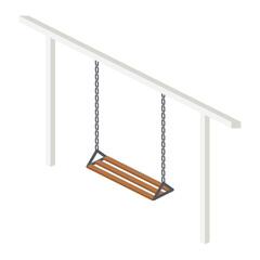 isometric children's play swing in the garden 3d universal scenary collection set