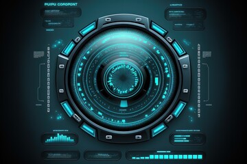 abstract technology ui futuristic concept hud interface hologram elements of digital data chart, communication, computing and circle percent vitality innovation on hi tech future design background, ai