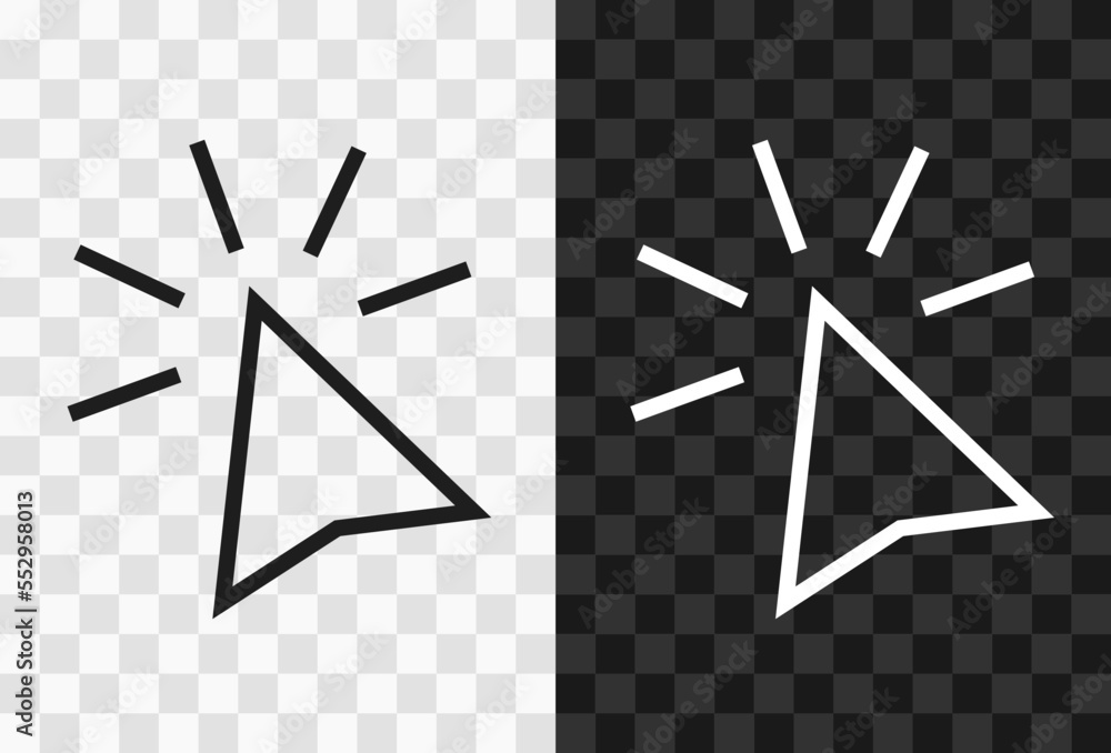 Poster click mouse, high quality vector editable line icon. click mouse outline icon isolated on dark and l