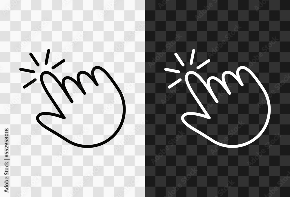 Poster click, high quality vector editable line icon. click outline icon isolated on dark and light transpa