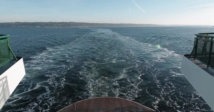 Wake Waves Behind Ferry Boat in Washington State