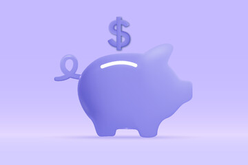 3d piggy bank icon Isolated on light blue background. Realistic piggy money saving, investment, exchange, finance, budget concept 3d vector rendering illustration.