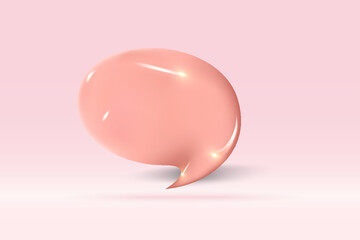 3d speech bubble orange symbol Isolated on light rose background. Realistic social media chat 3d vector rendering illustration.