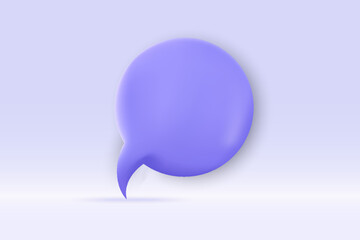 3d speech bubble purple symbol Isolated on light blue background. Realistic social media chat 3d vector rendering illustration.