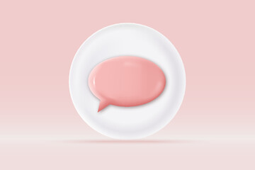 3d speech bubble with app symbol Isolated on light rose background. Realistic social media chat 3d vector rendering illustration.