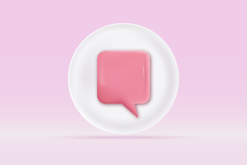 3d speech bubble with app symbol Isolated on light rose background. Realistic social media chat 3d vector rendering illustration.