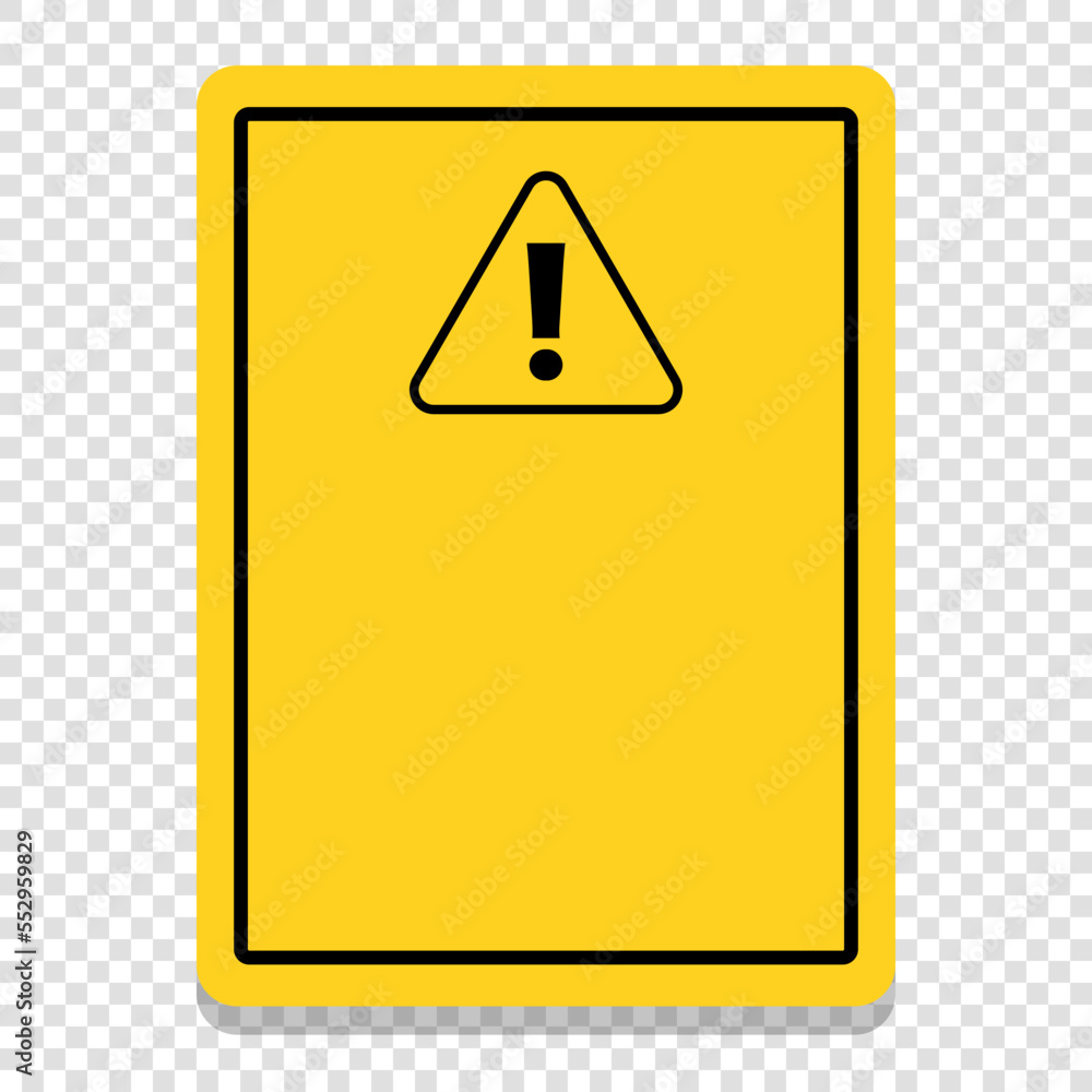 Poster warning card icon. caution card. exclamation mark and copy space. vector.