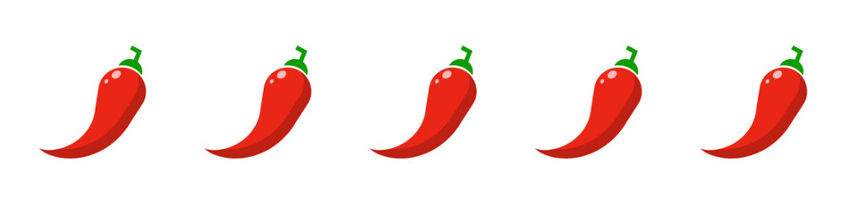 Chili pepper spiciness level icon set. Spicy. Hot. Vector.
