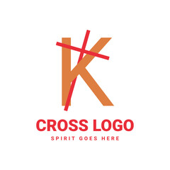Obraz premium letter K initial cross vector logo design