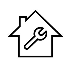 Home Repair Icon. House and spanner. Vector.