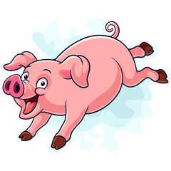 Cartoon funny pig isolated on white background