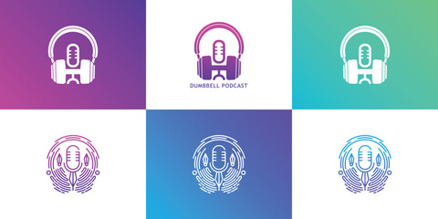 Simple Headphones and microphone for Podcast
Radio Recording Logo design vector
