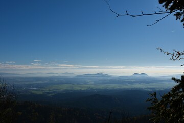 View of Sorsko Polje and Smarna Gora hill in Slovenia