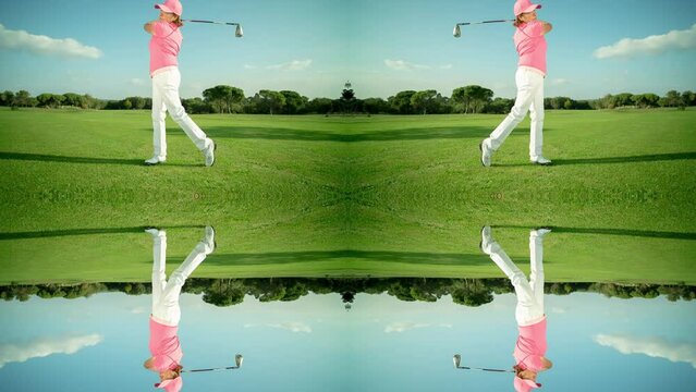 Abstract mirrored golf shot