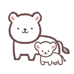 メスホワイトライオンと子供の親子